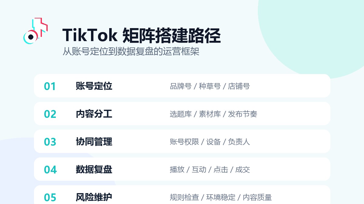 TikTok 矩阵搭建路径